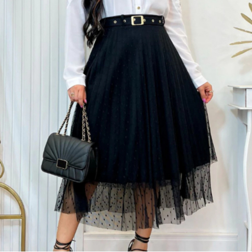 Saia Tule póa Forrada tendencia  Moda evangélica Fardamento Festividade Congresso modesta em Oferta na Shopee