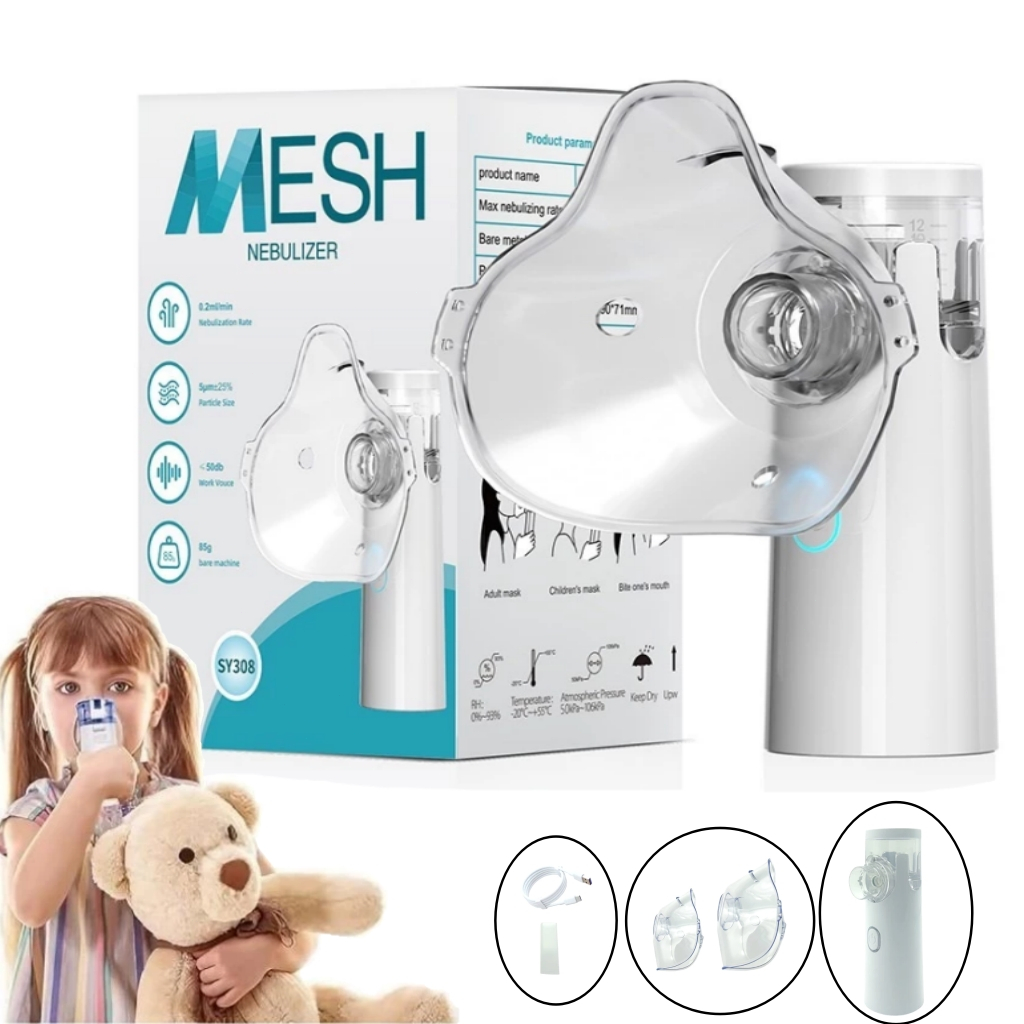 Nebulizador para Asma em Casa e Viagem | Portátil Ultrassônico Silencioso Adulto Infantil | Kit com 2 Máscaras
