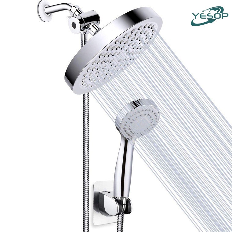 Chuveiro E Ducha Manual Redondo Terno De Parede Prata Brilhante Yesop