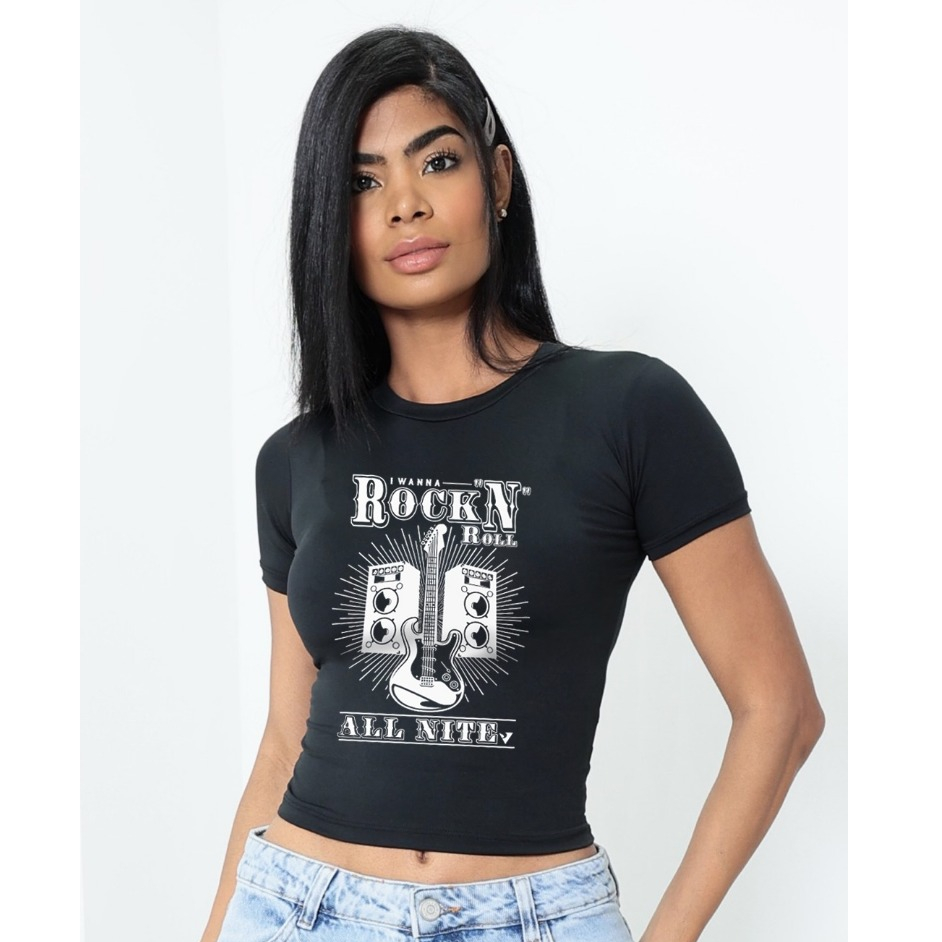 Blusa Feminina Estampada - Tshirt Curta Slim Fit de Compressão - Camiseta de Manga Justinha - Varias Cores em Oferta na Shopee