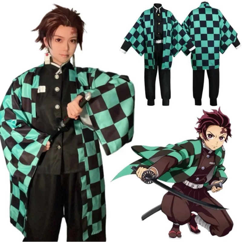 MANTO CAPA TANJIRO KAMADO DEMON SLAYER COSPLAY ADULTO