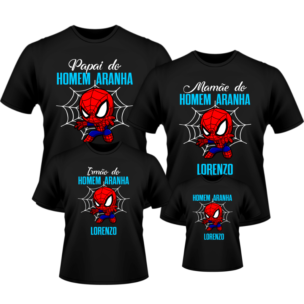 kit 4 camisetas  Homem Aranha Temático Tema Homem Aranha Adulto e Infantil Unisex em Oferta na Shopee