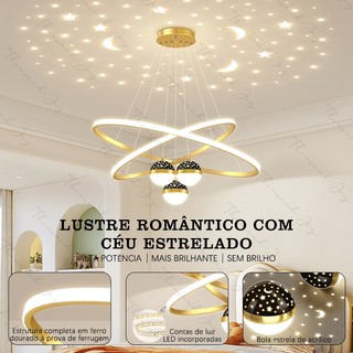 Lustre de Teto Nórdico de Luxo Alto Brilho 3 Cores Bivolt 110/220V para Sala de Estar Jantar Bar e Loja
