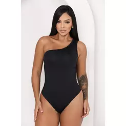 Body Maiô Mula Manca Feminino Um Ombro Só Suplex Moda Blogueira com Bojo