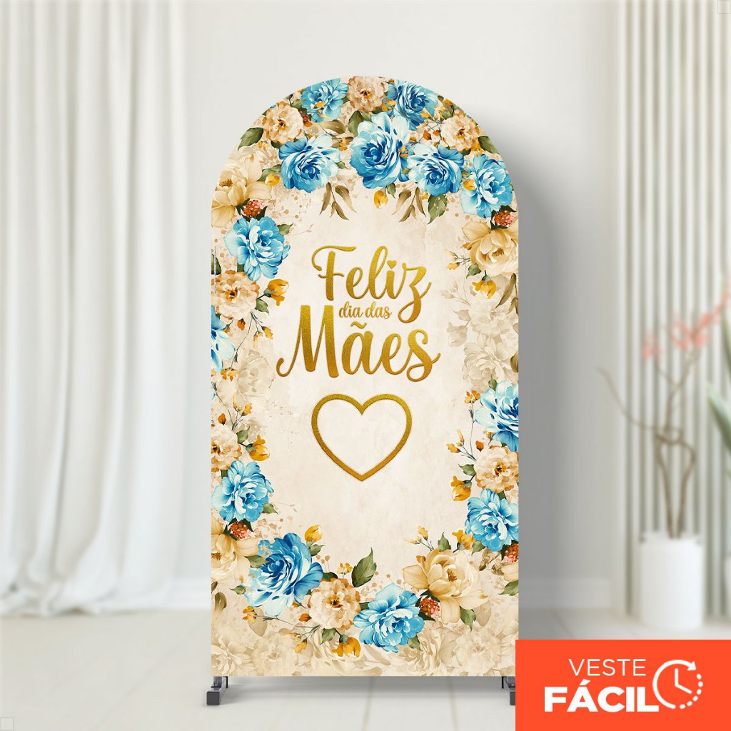 Capa Painel Romano Dia das Mães Floral Com Elástico Decoração Veste Fácil Em Tecido 2x1m - ANV-2995 em Oferta na Shopee