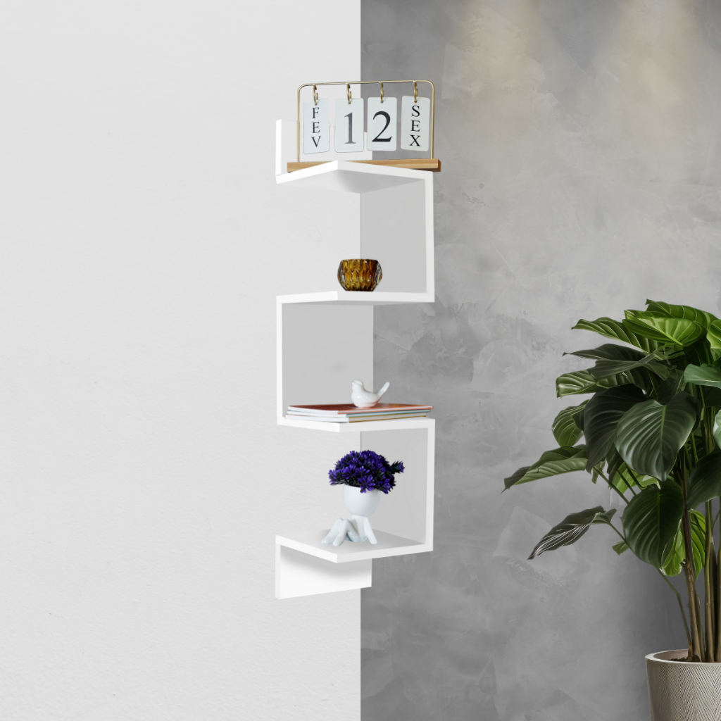 Prateleira De Canto Porta Livros Nicho Decorativo Organizador
