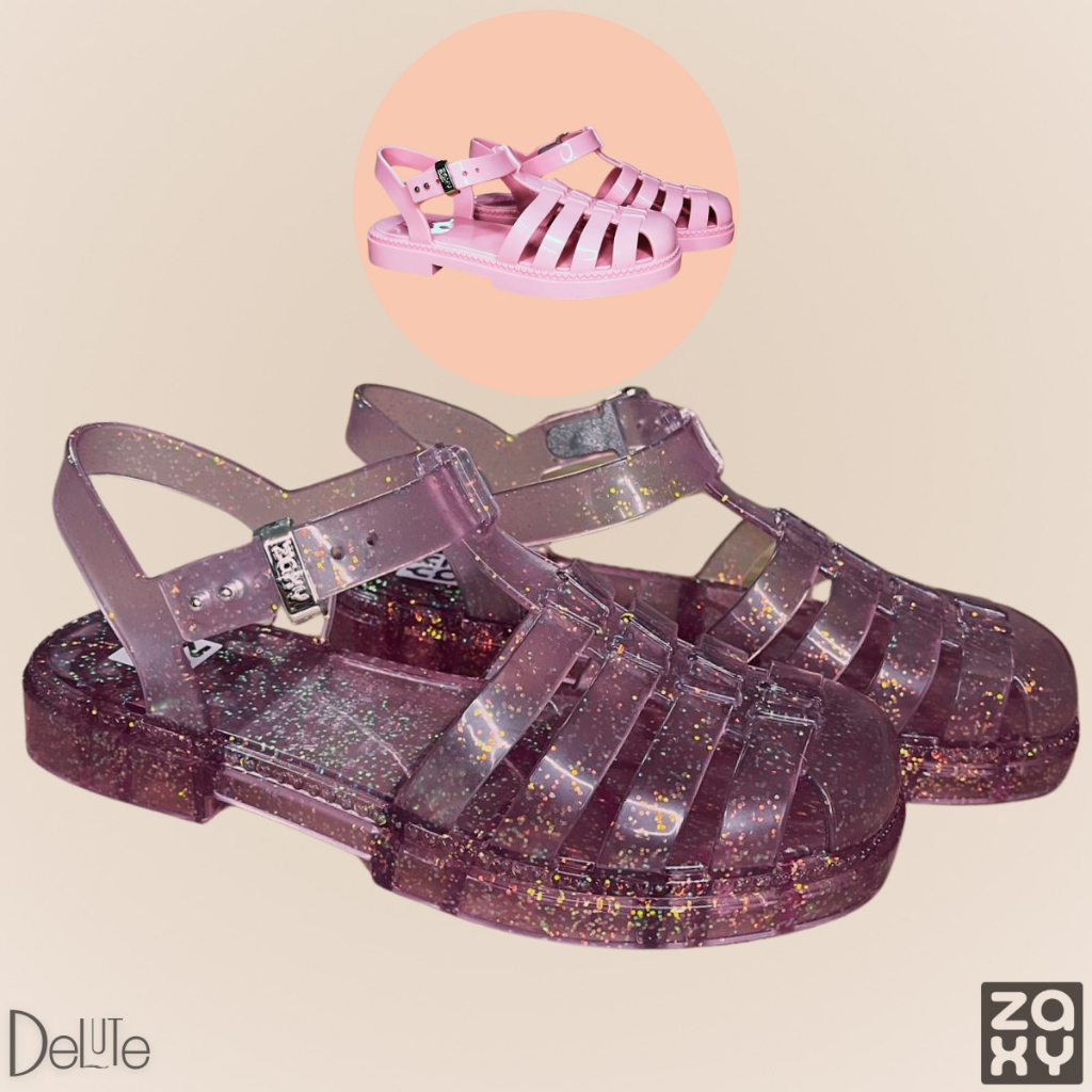 Sandália Papete Infantil Zaxy Lovely Sand Fechamento Fivela Fofinha Confortável Moderninha Glitter
