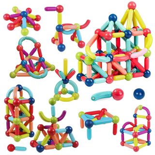 Blocos de Montar Magnéticos Bastões Brinquedo Infantil 138 Peças