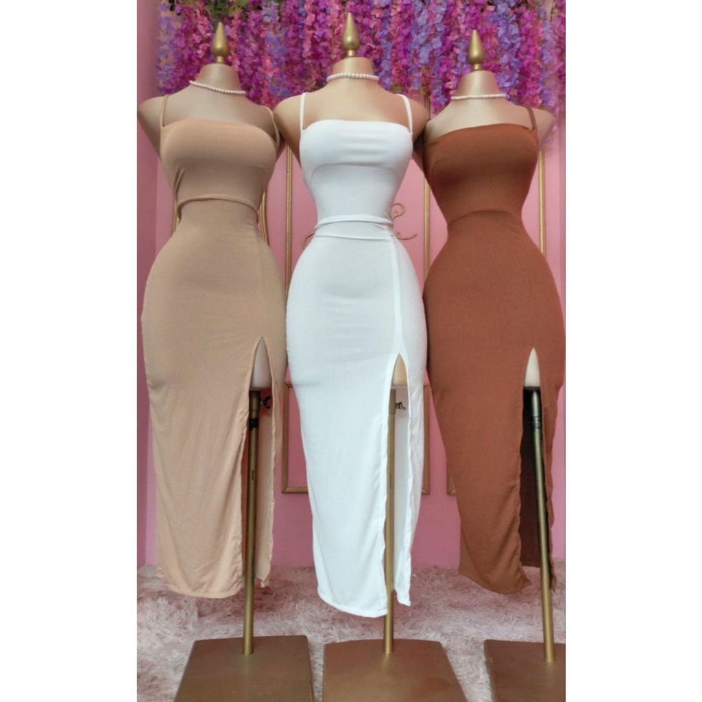NOVO vestido colado LONGO SUPLEX com fenda costas nuas trançadas elegante empina bumbum em Oferta na Shopee
