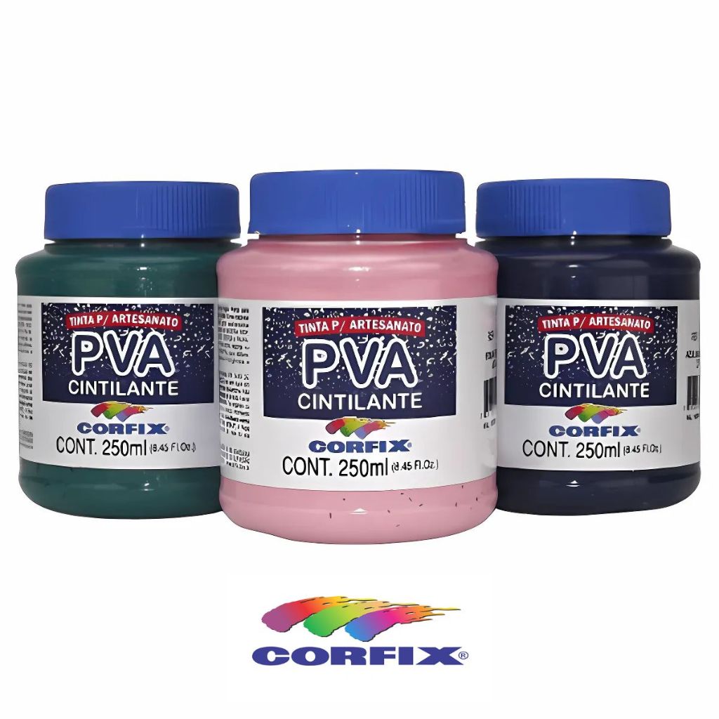 Tinta Pva para Artesanato Corfix Cintilante 250ml - 16221