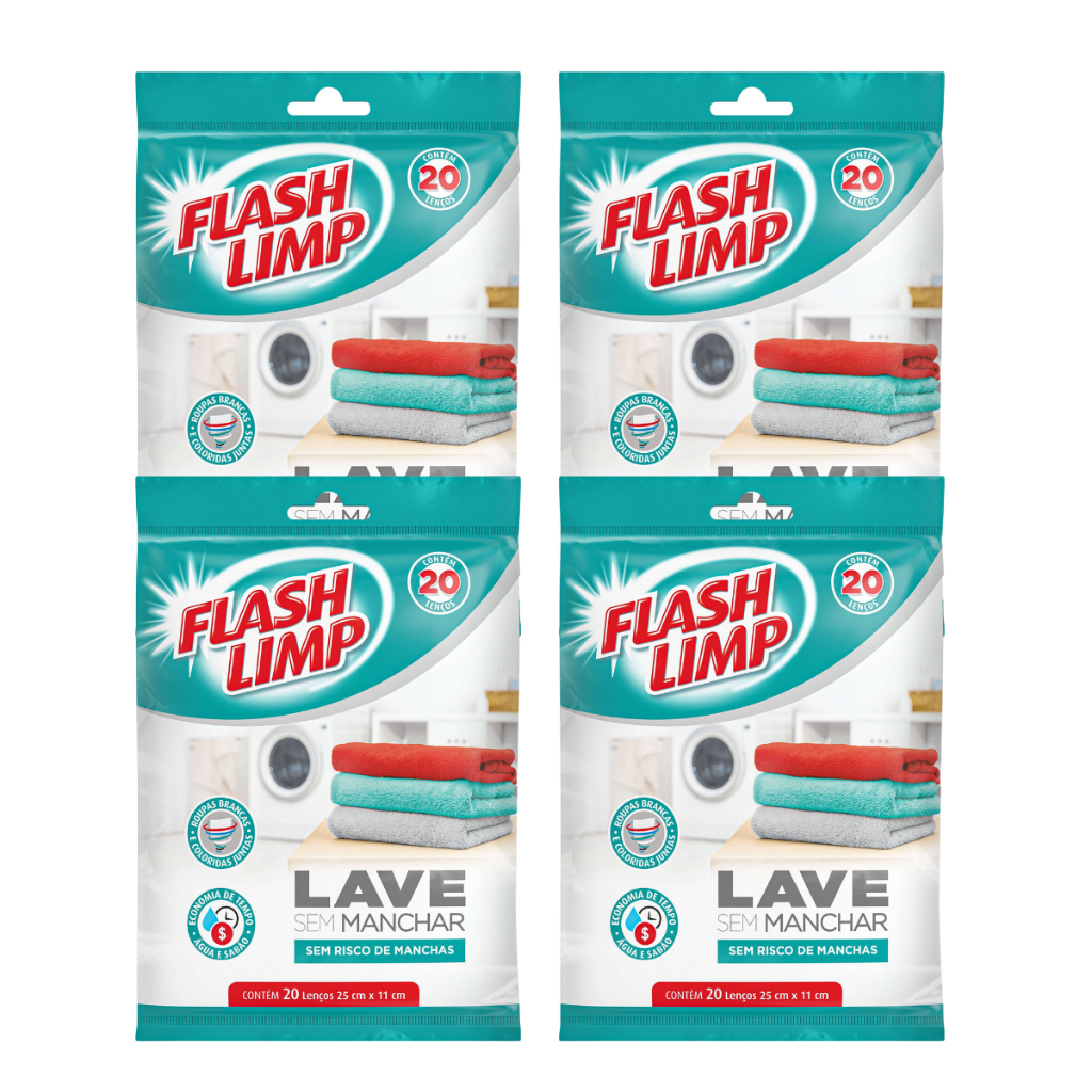Lave Sem Manchar 20 pç. Flash Limp 4 Unidades