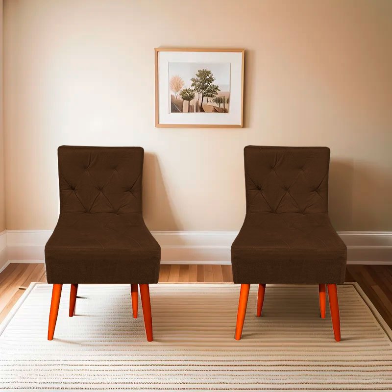 Kit 02 Poltronas Cadeira de Jantar, Escritório Recepção Estofada Resistente Vári