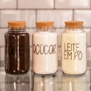 Kit Cantinho do Café | Pote Hermético De Vidro 810 Ml | Cozinha Decorada em Oferta na Shopee