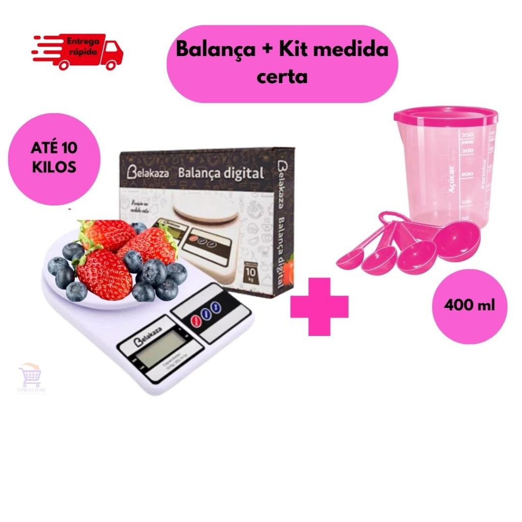 Kit Balança Digital + Kit Medida Certa Para Suas Receitas Ajudar Na Dieta Facilita Seu Dia Qualidade