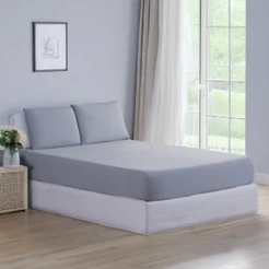 Kit Jogo de Cama Malha 100% Algodão Lençol com Elástico e Fronhas Casal Queen King Antialérgico Macio Confortável