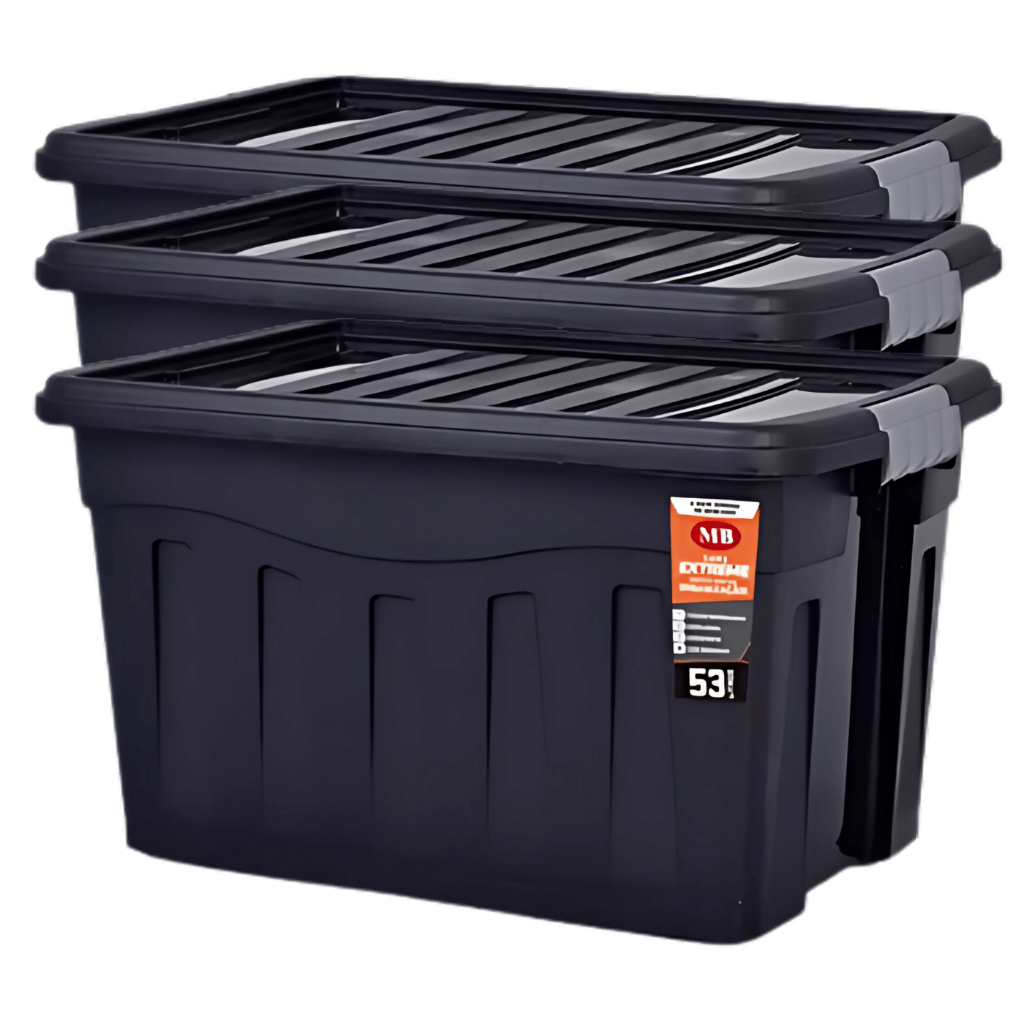 Kit 3 Caixa Organizadora Multiuso 53L Empalhável Trava e Com Rodinha em Oferta na Shopee