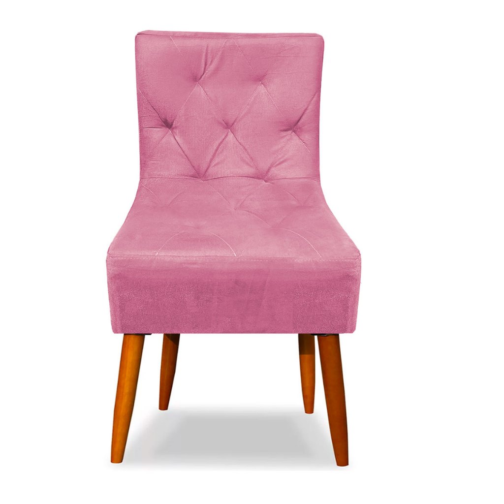 Cadeira Estofada Decoração Para Sala De Espera Suede Rosa