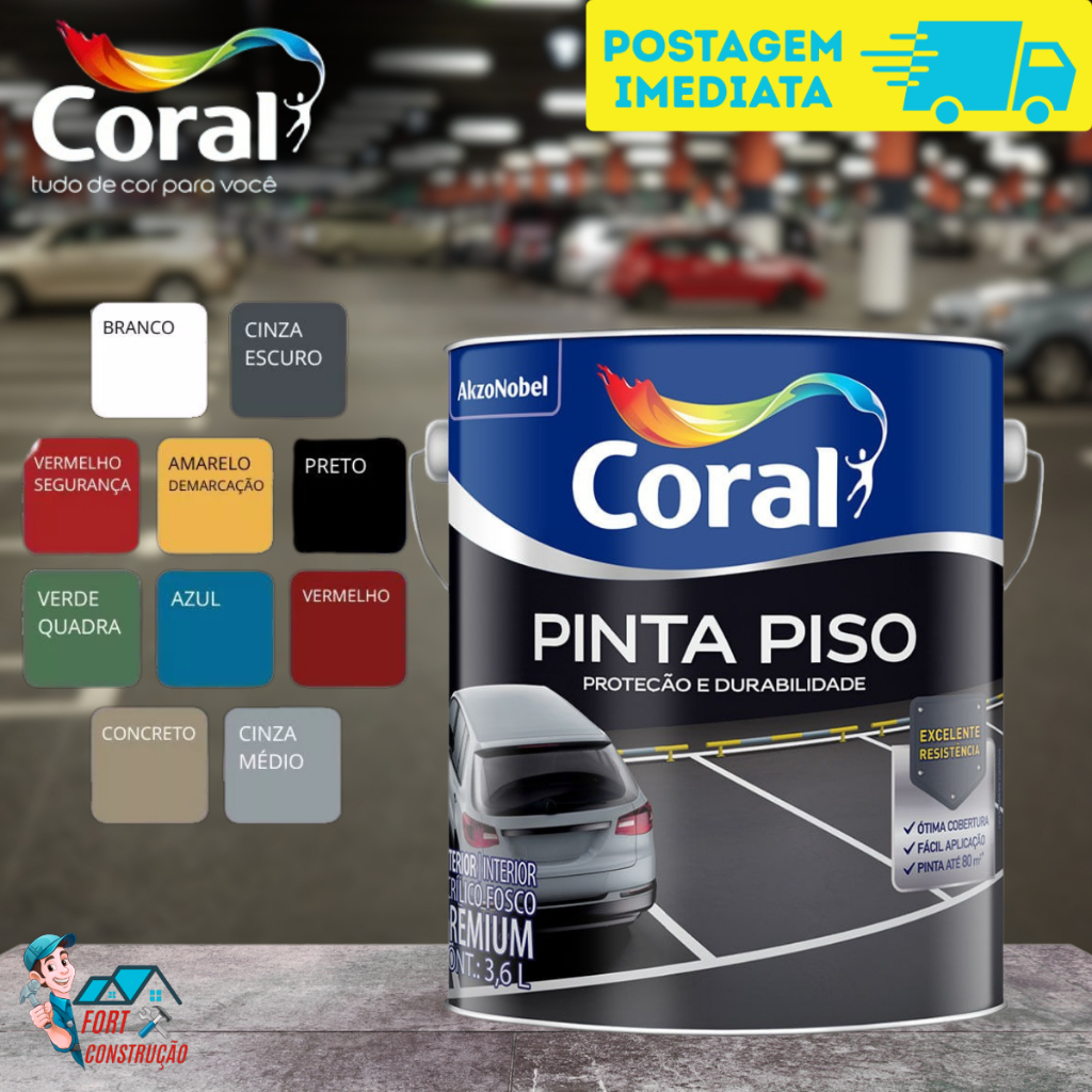 Tinta Pinta Piso Coral Galão 3,6 Litros Cores
