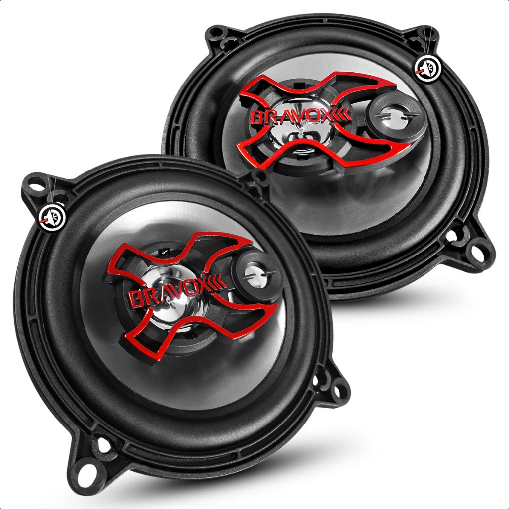Som Pra Carro Automotivo Par Combo 2 Alto Falante Portas 5 Polegadas B3X50X Bravox 100Wrms 4 Ohms