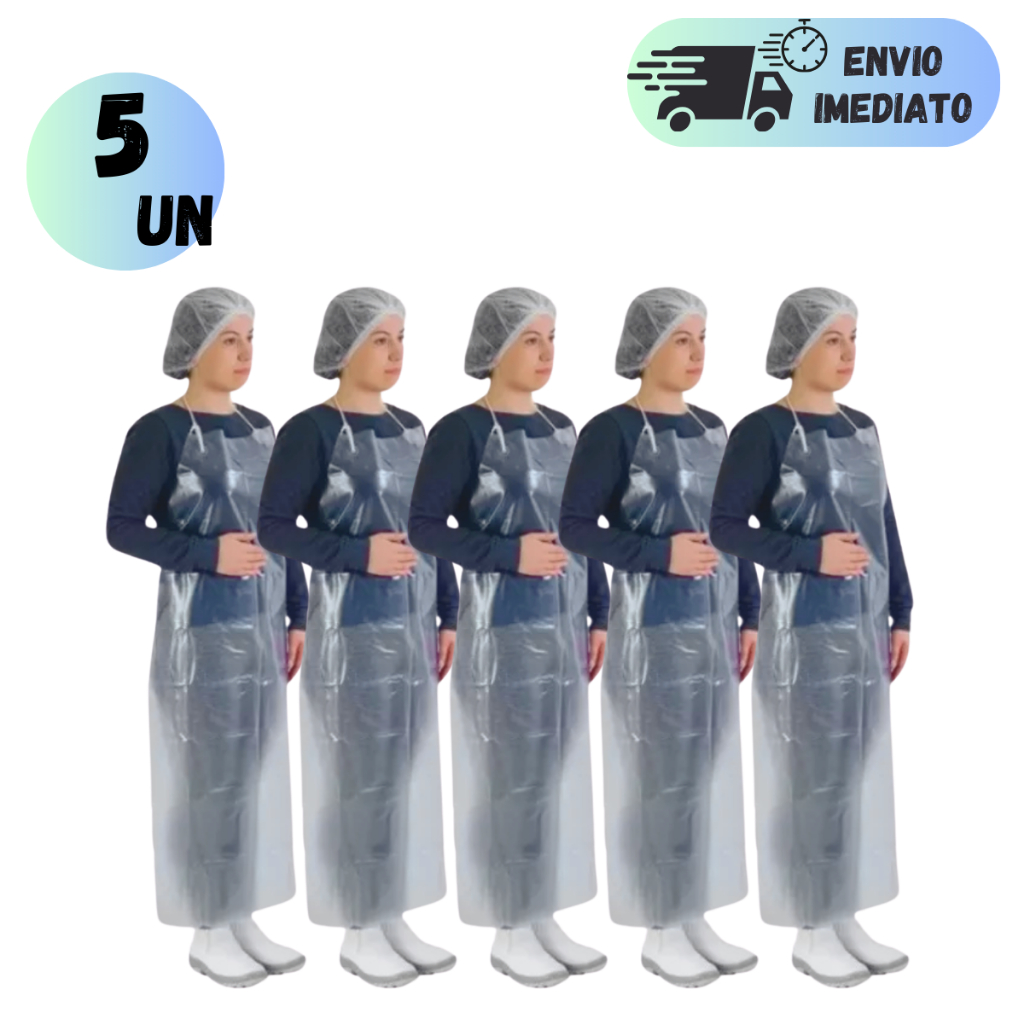 KIT 3 A 5 AVENTAL TRANSPARENTE DE VINIL 1,20 x 70cm IMPERMEÁVEL COZINHA LIMPEZA AÇOGUEIRO USO GERAL