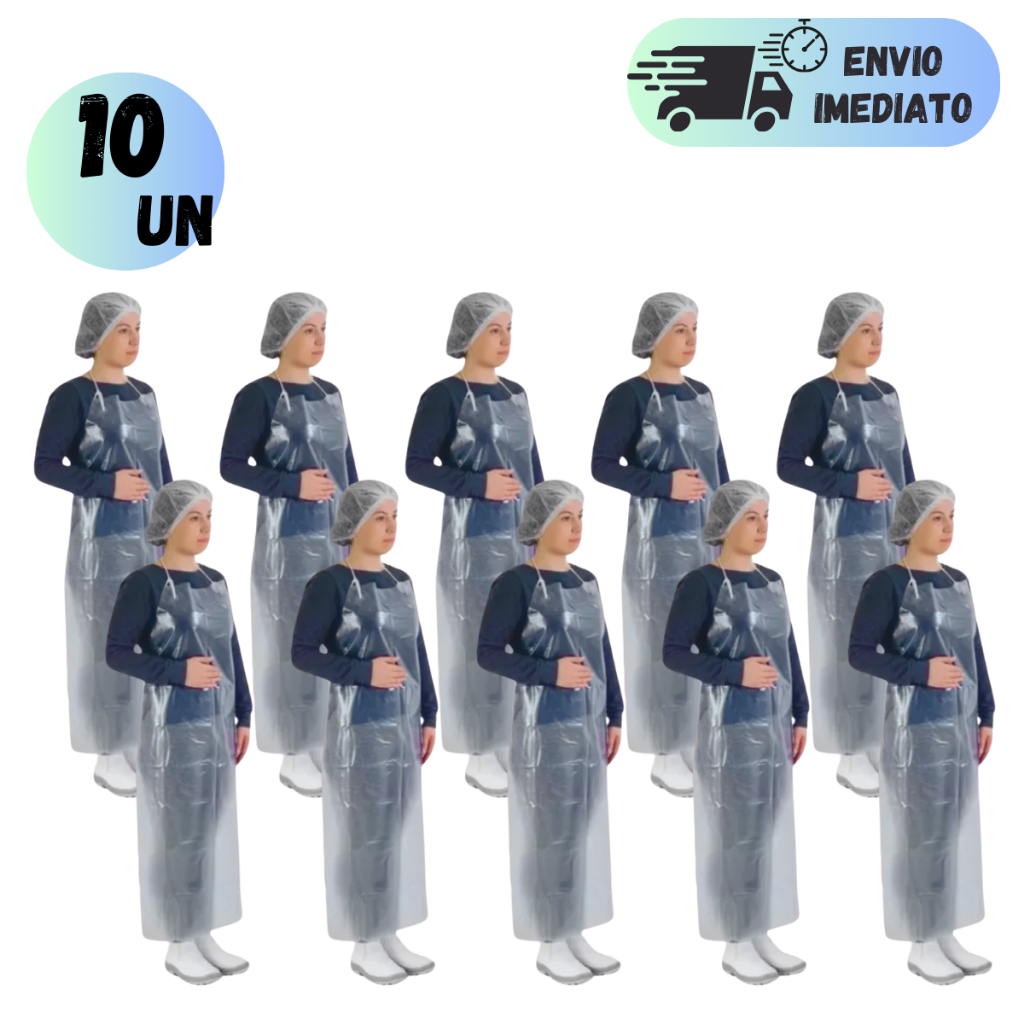 KIT 10 AVENTAL TRANSPARENTE DE VINIL 1,20 x 70cm IMPERMEÁVEL COZINHA LIMPEZA AÇOGUEIRO USO GERAL CA