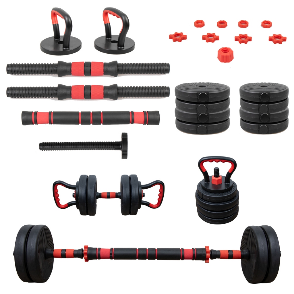 Kit Academia Halteres e Anilhas Kettlebell Ajustáveis 6 em 1 Completo