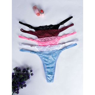 Kit com 5 Calcinhas Em Renda Fio Duplo Regulagem em Metal Moda Intima Lingerie Promoção Fio Dental em Oferta na Shopee