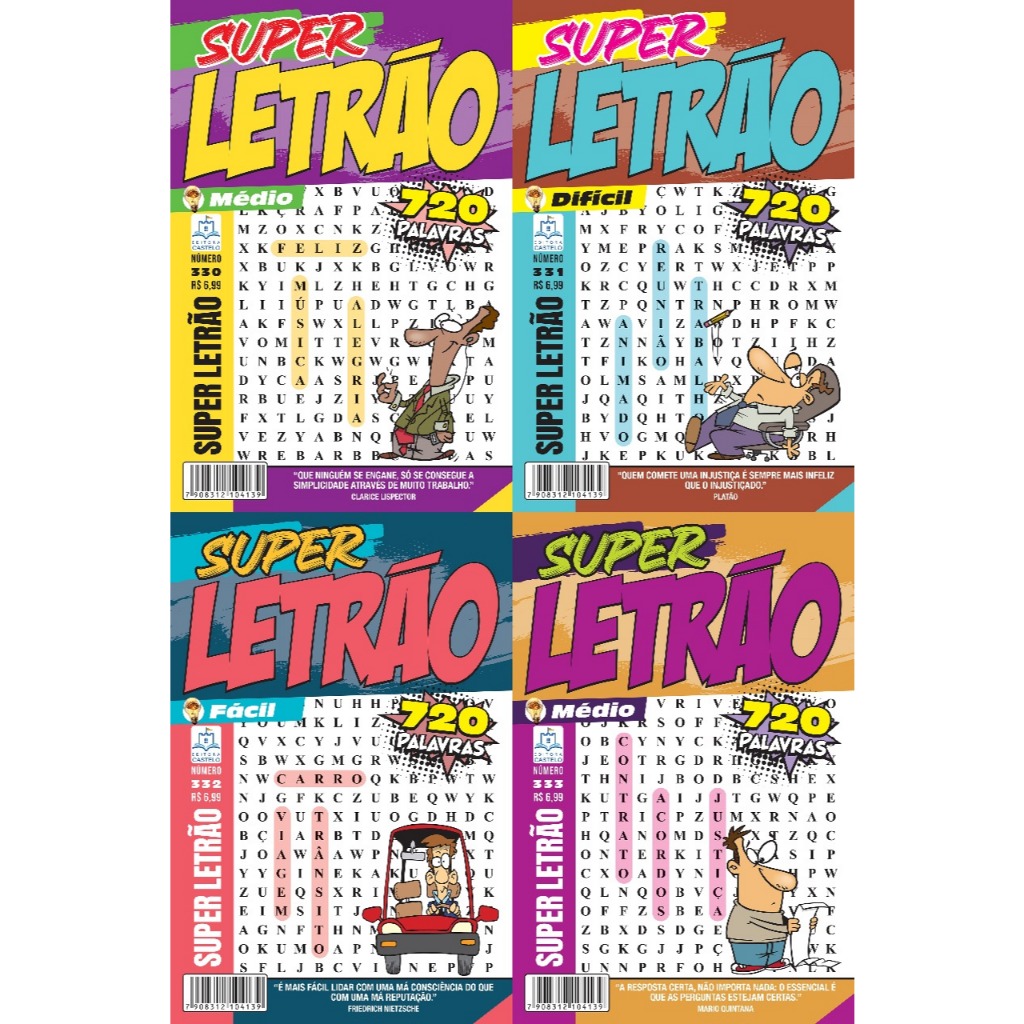KIT COM 20 LETRÃO E SUPER LETRÃO SORTIDOS SEM REPETIÇÃO