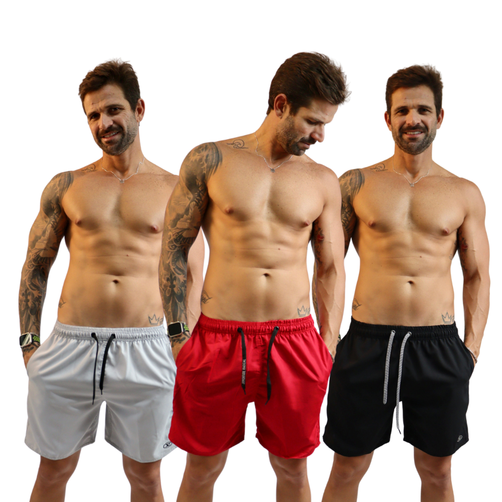 Kit 3 Short Masculino Praia Neon