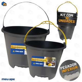 10 Balde Plástico Reforçado 12L Obras Concreto Lavanderia em Oferta na Shopee