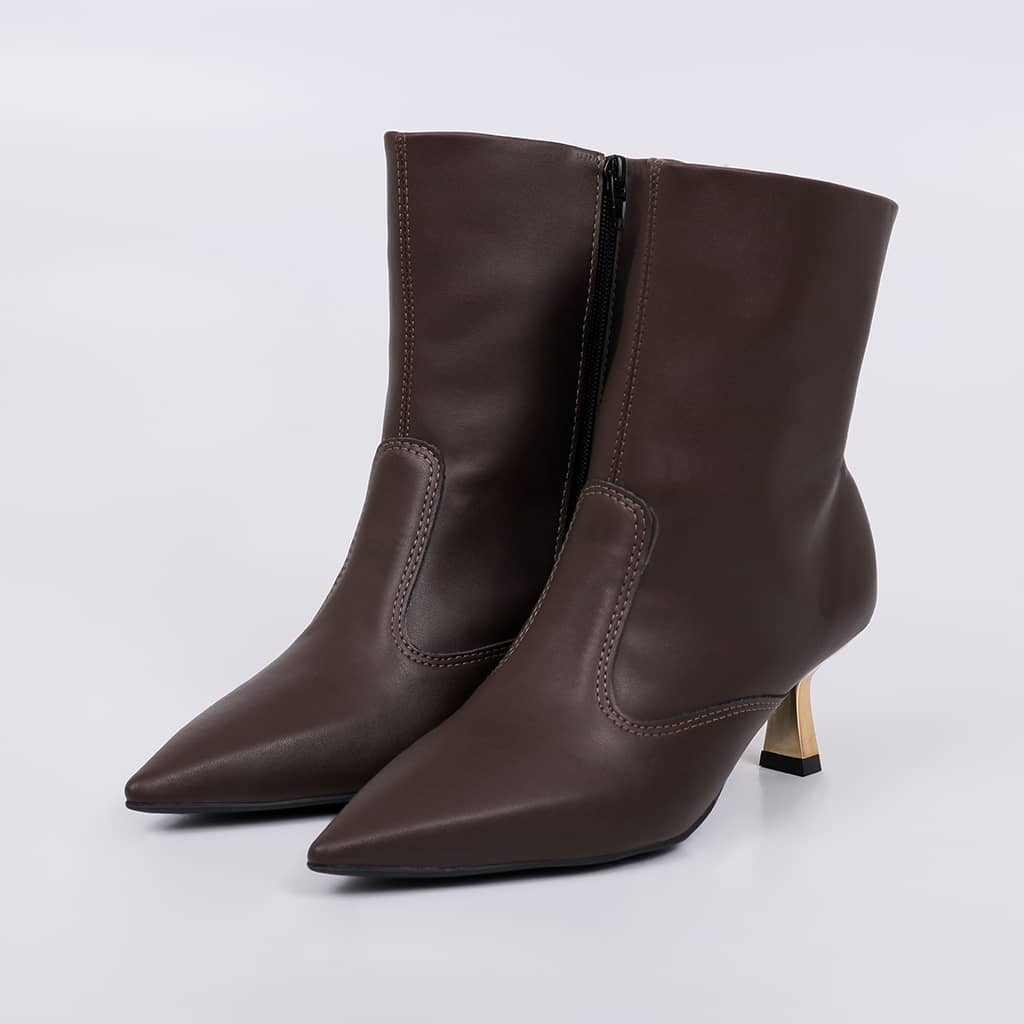 Bota Feminina Casual Cano Curto Salto Baixo Kitten Heels Bico Fino Not-me