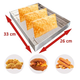 Escorredor de Fritura 33x26cm Secador de Óleo Inox Para Batata Frita Salgados Pastéis  Descansador