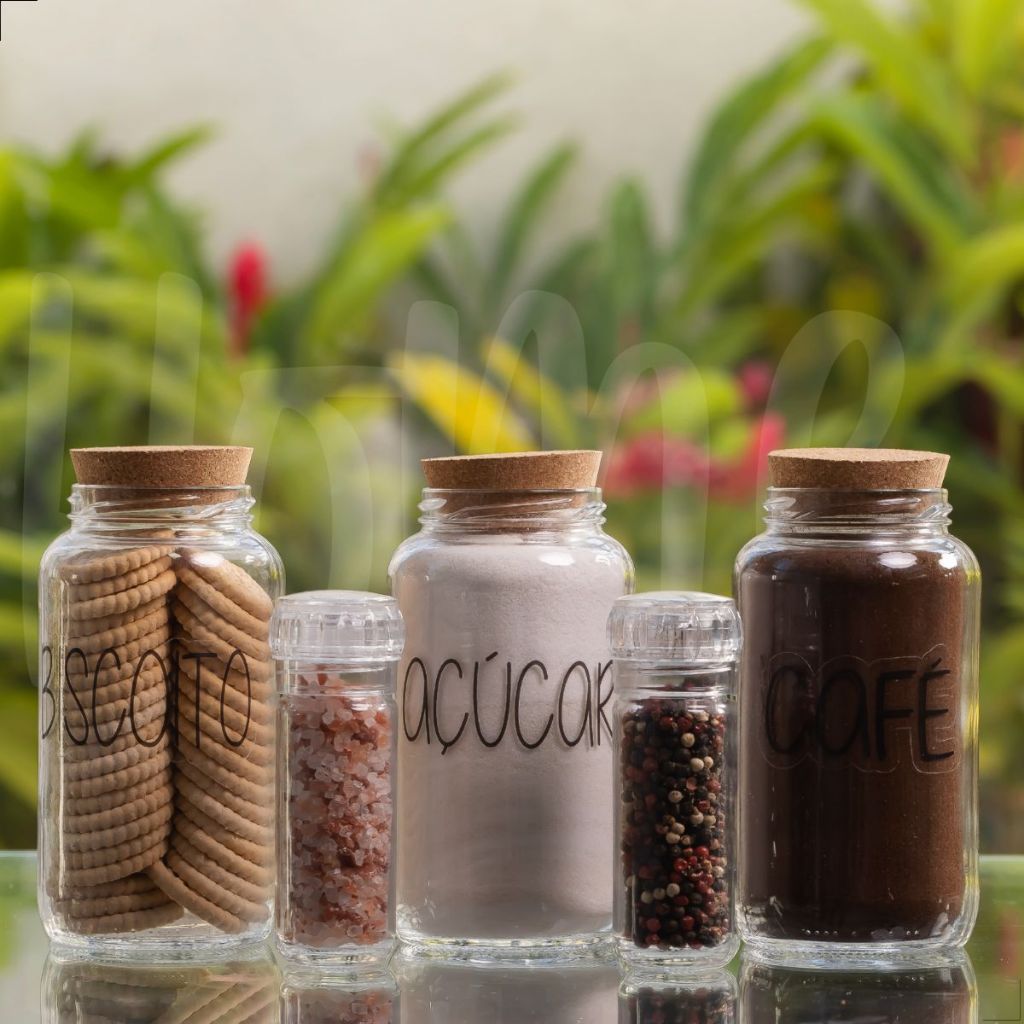 3 Potes Cantinho do Café 810ml + 2 Moedores Sal Grosso | Pimenta em Grãos | Temperos