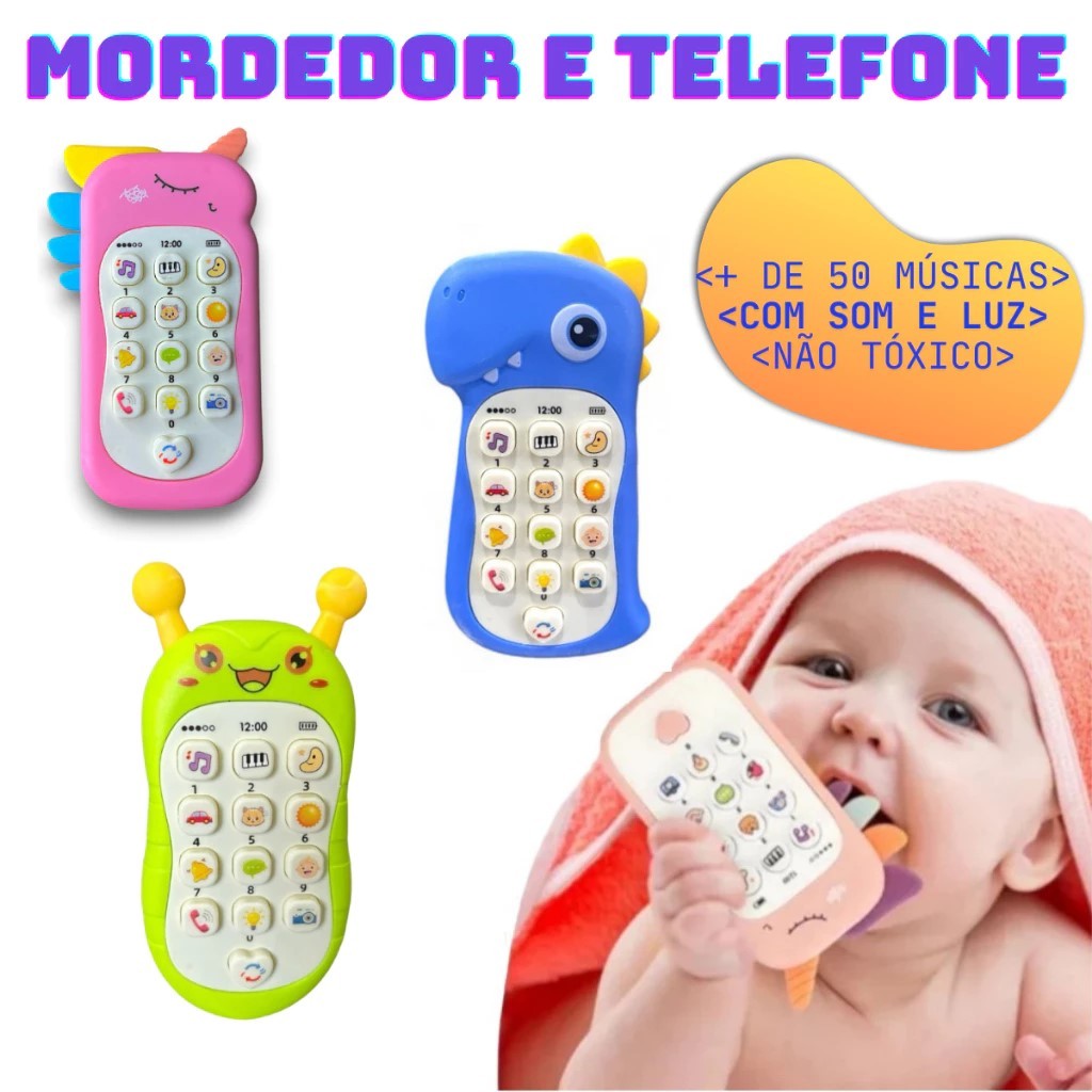Baby's Music Sound Phone Brinquedo, telefone, dormindo, mordedor, simulação, infantil, presentes para crianças