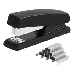 Grampeador de Papel Grande Grampeador Escritório Profissional 20/50 Páginas Preto Grampos de Papel