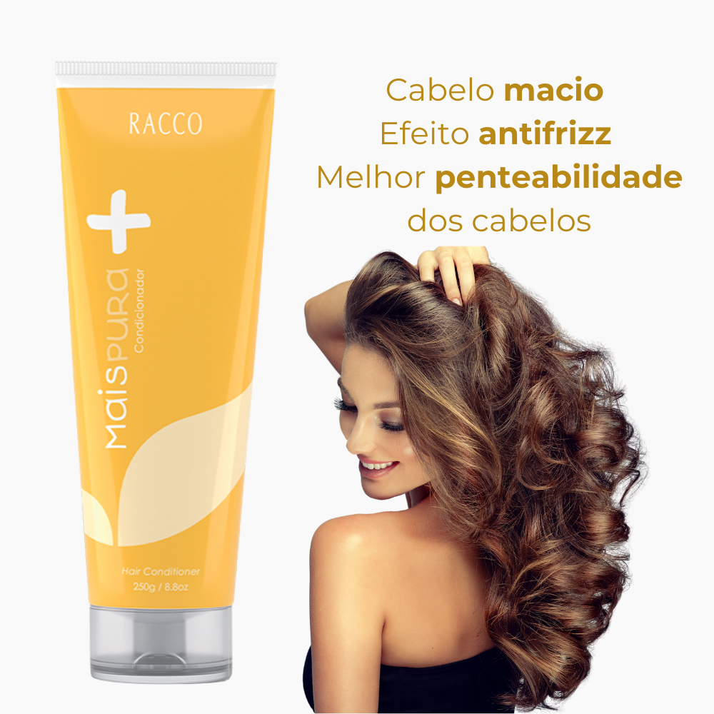 Condicionador todos tipos de cabelo efeito hidratante antifrizz uso diário toda familia Racco 250g