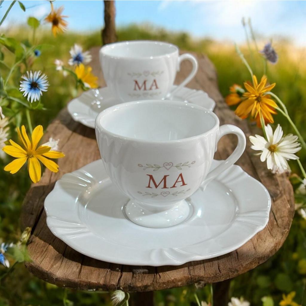 Xícara Personalizada Porcelana Com Nome Para Padrinhos de Casamento, Dindos, sua logo 200m...