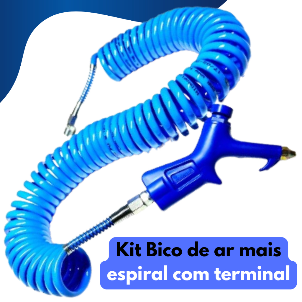 Bico Passar Ar Com Botão Bico de Ferro Kit Mangueira De Ar Comprimido 5,0 Metros