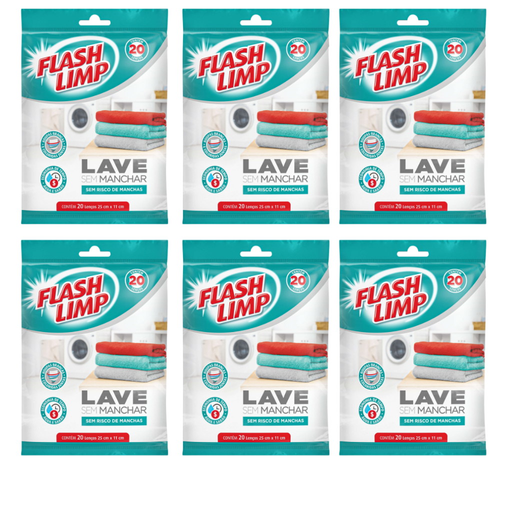 Lave Sem Manchar 20 pç. Flash Limp 6 Unidades