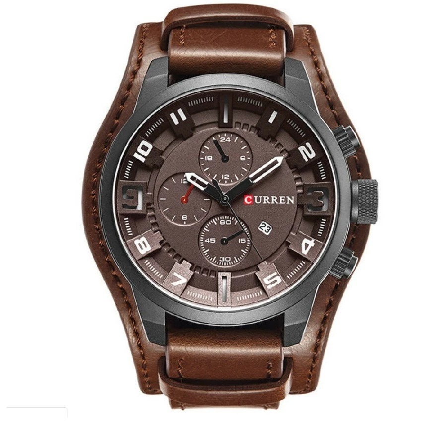 Relógio Masculino Original Curren 8225 Couro Casual Militar Social Luxo com caixa