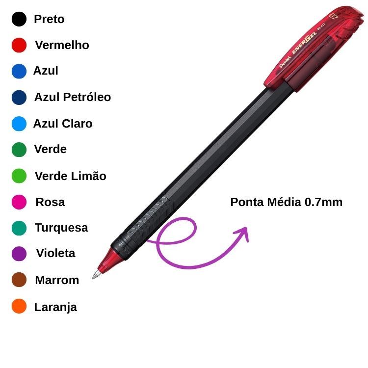 Caneta Energel Makkuro 0.7mm BL417 PENTEL
