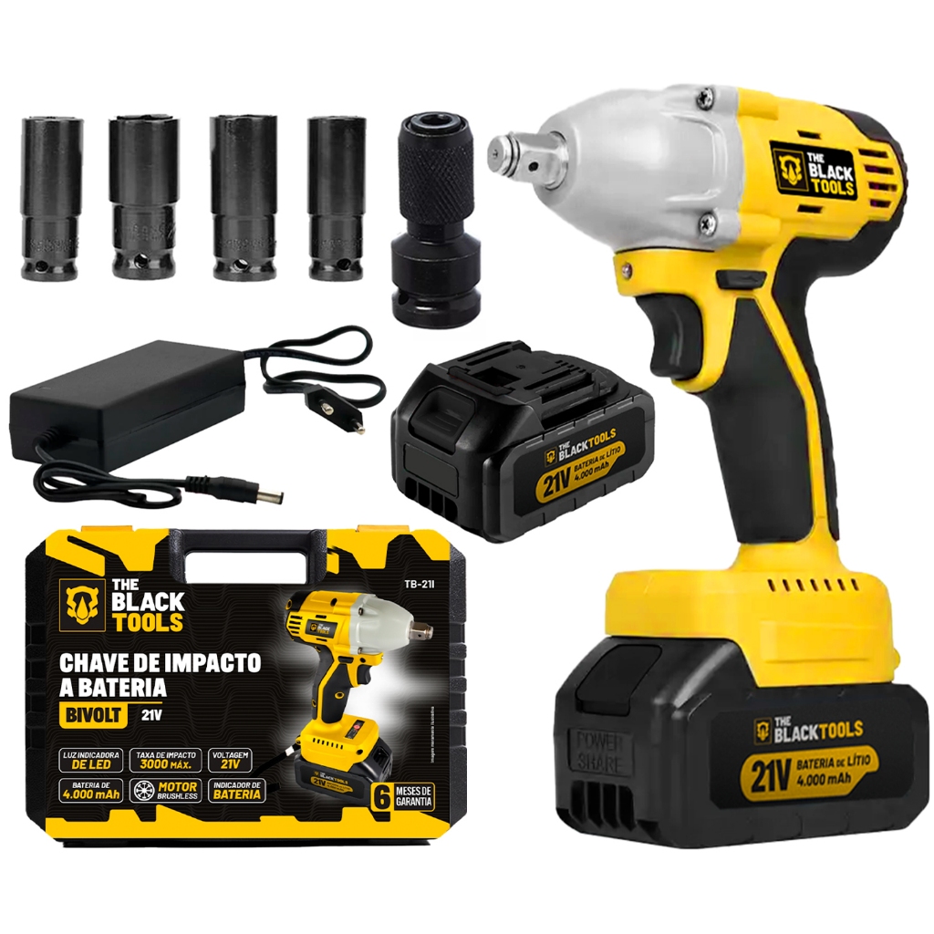 Chave De Impacto Profissional Motor Brushless 430Nm A Bateria 21v Bivolt Tb-21i The Black Tools em Oferta na Shopee