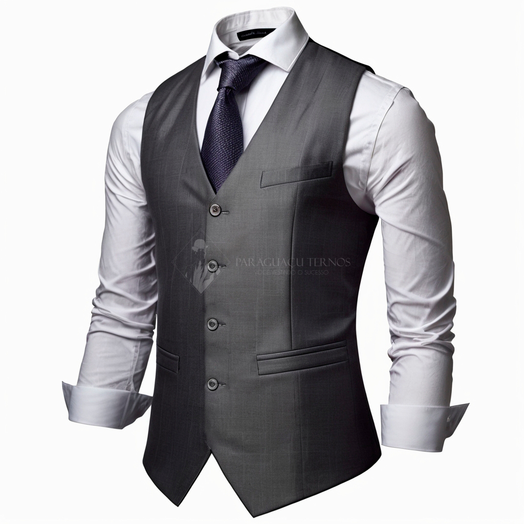 Colete Social Slim Cinza Chumbo - Corte Italiano | Qualidade Superior e Pronta Entrega