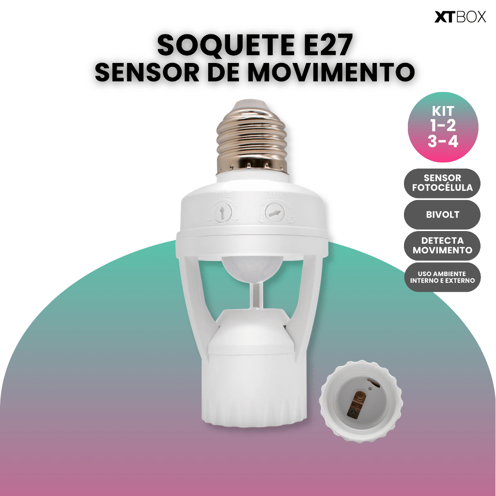 Kit Sensor Presença Com Fotocélula Bivolt Para Lâmpada Soquete E27 em Oferta na Shopee