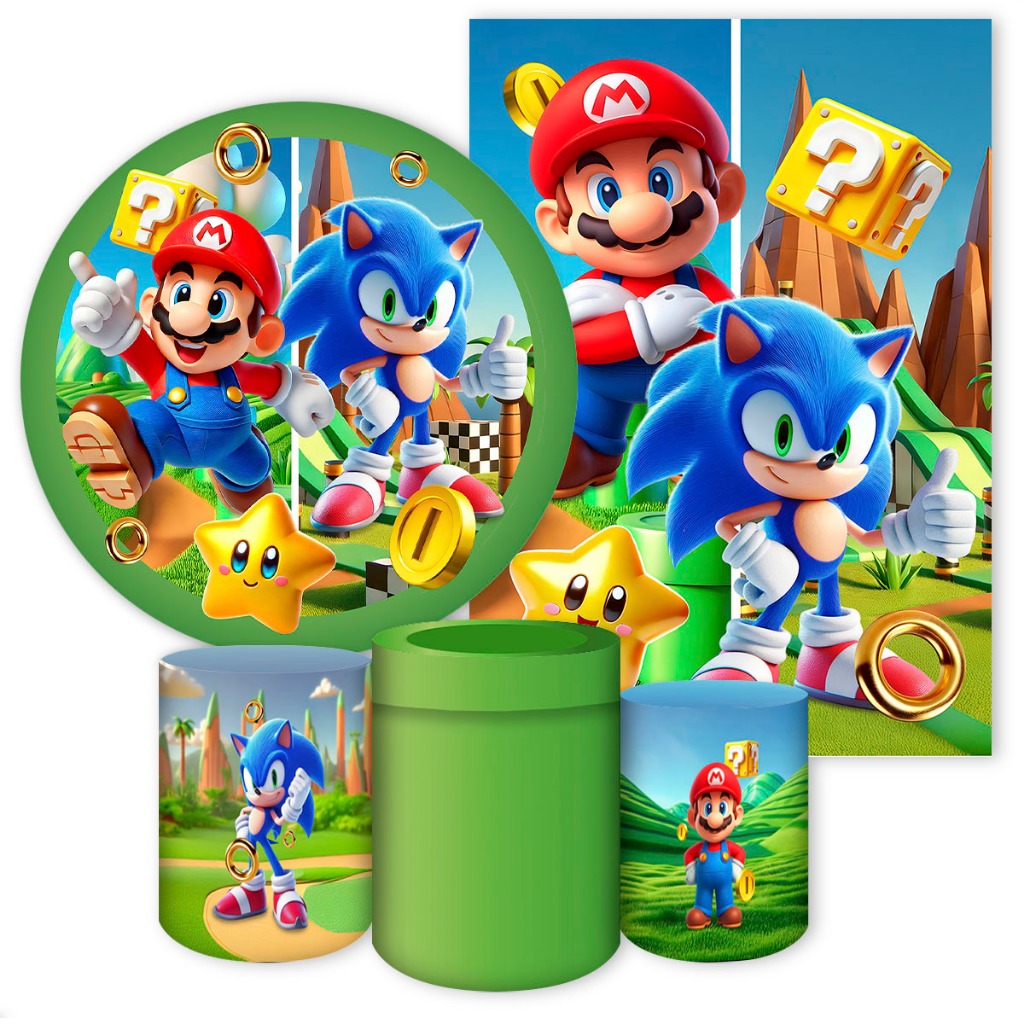 Capas Painéis de Festa Sublimados Vários Modelos Tema Snc e M. Brós em Oferta na Shopee