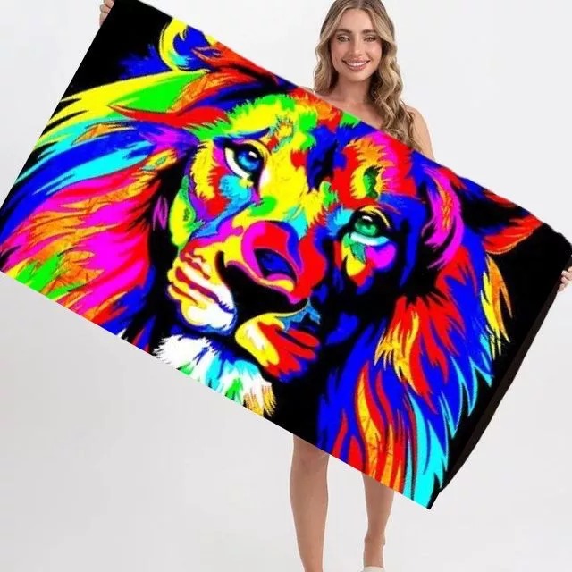 Toalha de Banho Leão 1,40 x 70 Estampada Toalha de Praia Piscina