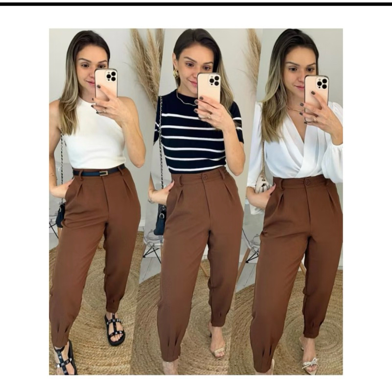 calça alfaiataria cenoura feminina jogger skiny moda social elegante moda feminina