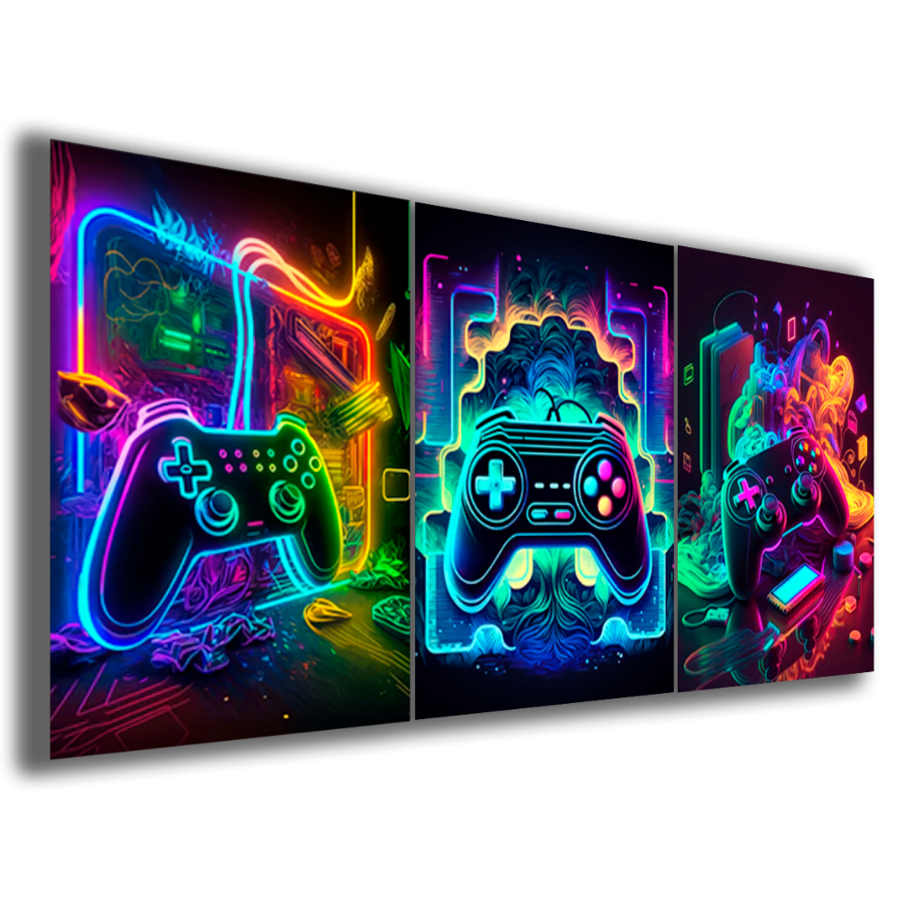 Quadro Decorativo Gamer Game Neon Controle Jogos Quarto Menino 122x60 em Oferta na Shopee