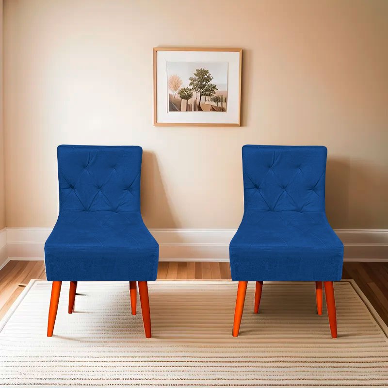 Kit 02 Poltronas Cadeira, Suede Cores Pés Palito Castanho Poltrona Para Escritório Sala de Estar