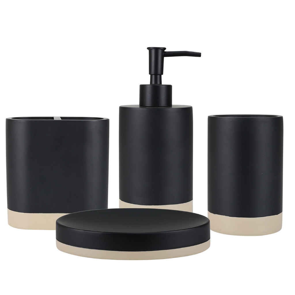 LUMAI Acessórios de Banheiro Lavabo para Bancada Pia Balcão Preto Manhattan Saboneteira Po...